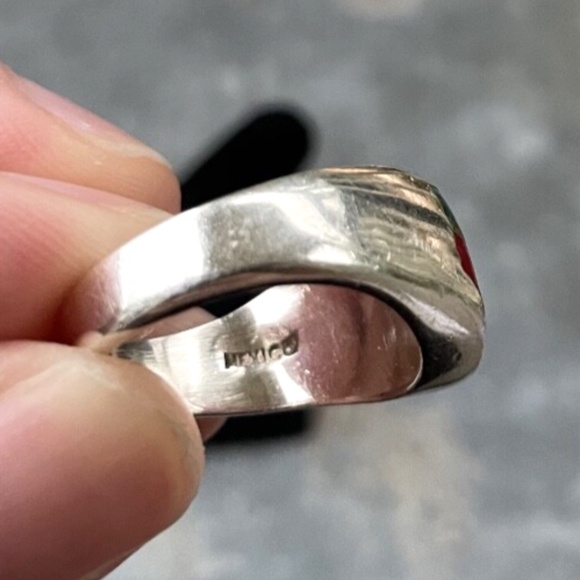 Vintage 925 Sterling Silver Mexico Ring w/ turquoise and malachite Size 7.5 - Picture 4 of 5